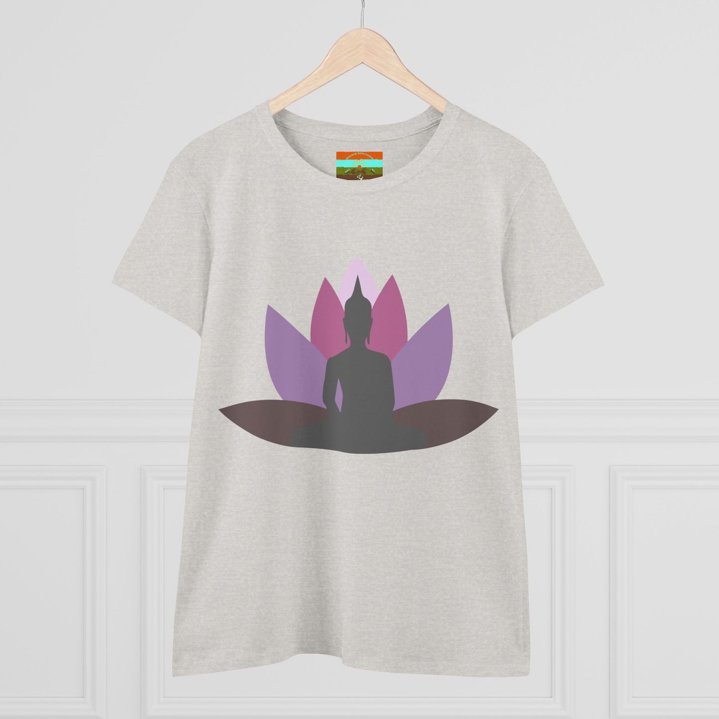 Buddha Lotus Women's Cotton Tee | Mauve | Mindfulness & Yoga Apparel