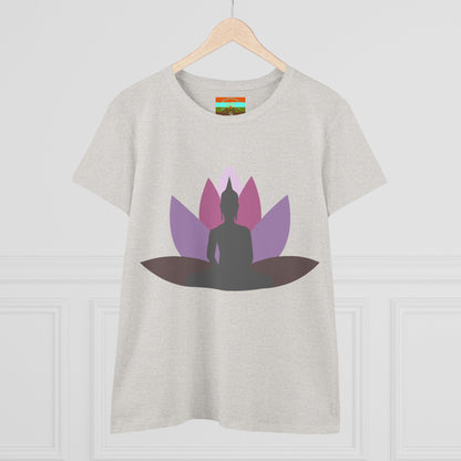 Buddha Lotus Women's Cotton Tee | Mauve | Mindfulness & Yoga Apparel