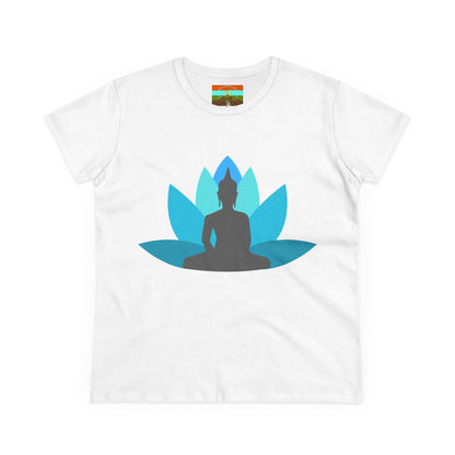 Buddha Lotus Women's Cotton Tee | Tranquil | Mindfulness & Yoga Apparel