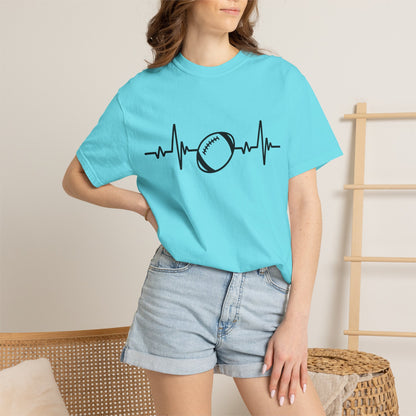 Football Heartbeat Graphic Tee | Soft Cotton T-Shirt for Football Fans
