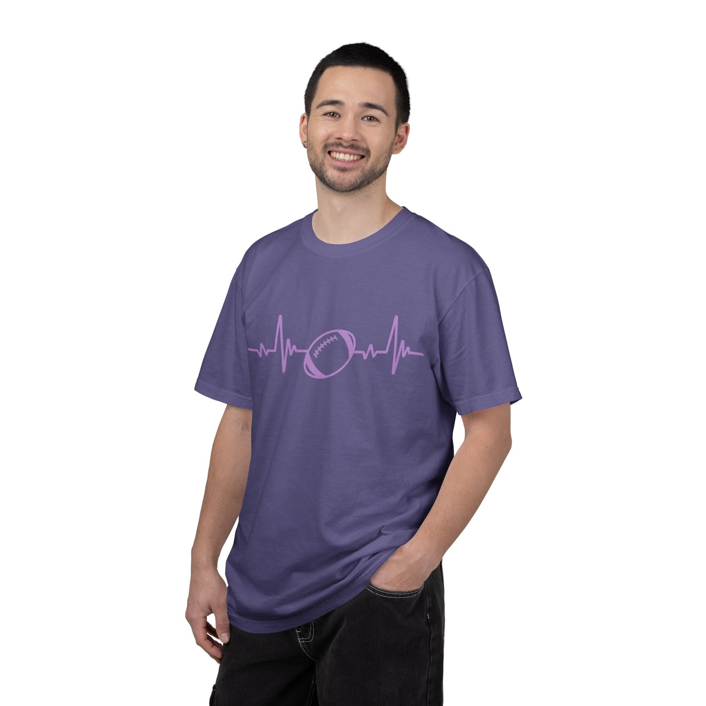Football Heartbeat Graphic Tee | Soft Cotton T-Shirt for Football Fans