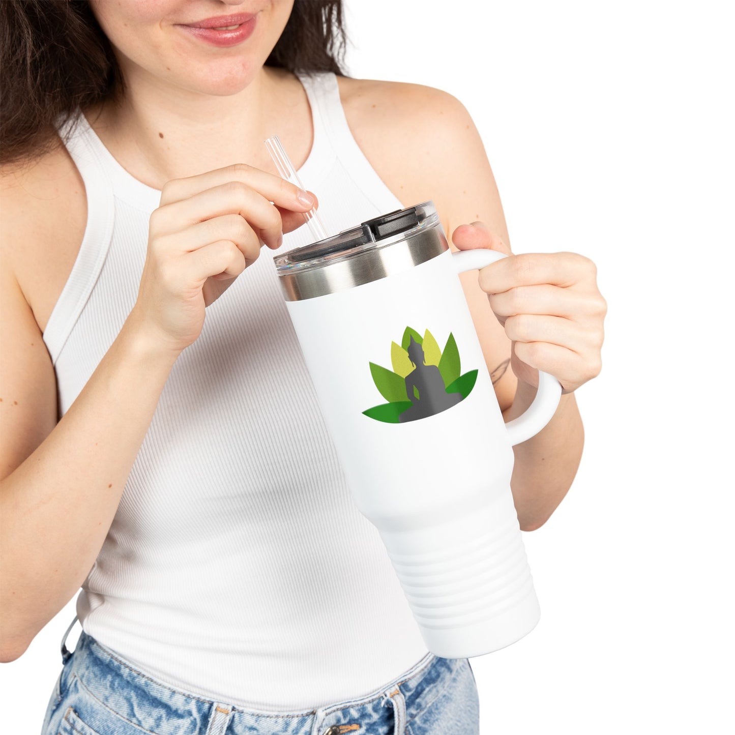 Buddha Lotus 40 oz Insulated Travel Tumbler | Verde | Meditation & Yoga Drinkware