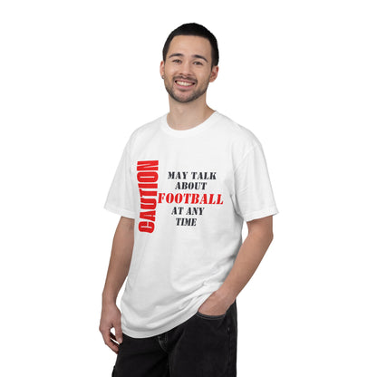CAUTION: May Talk About Football Graphic Tee | Unisex Garment-Dyed T-Shirt