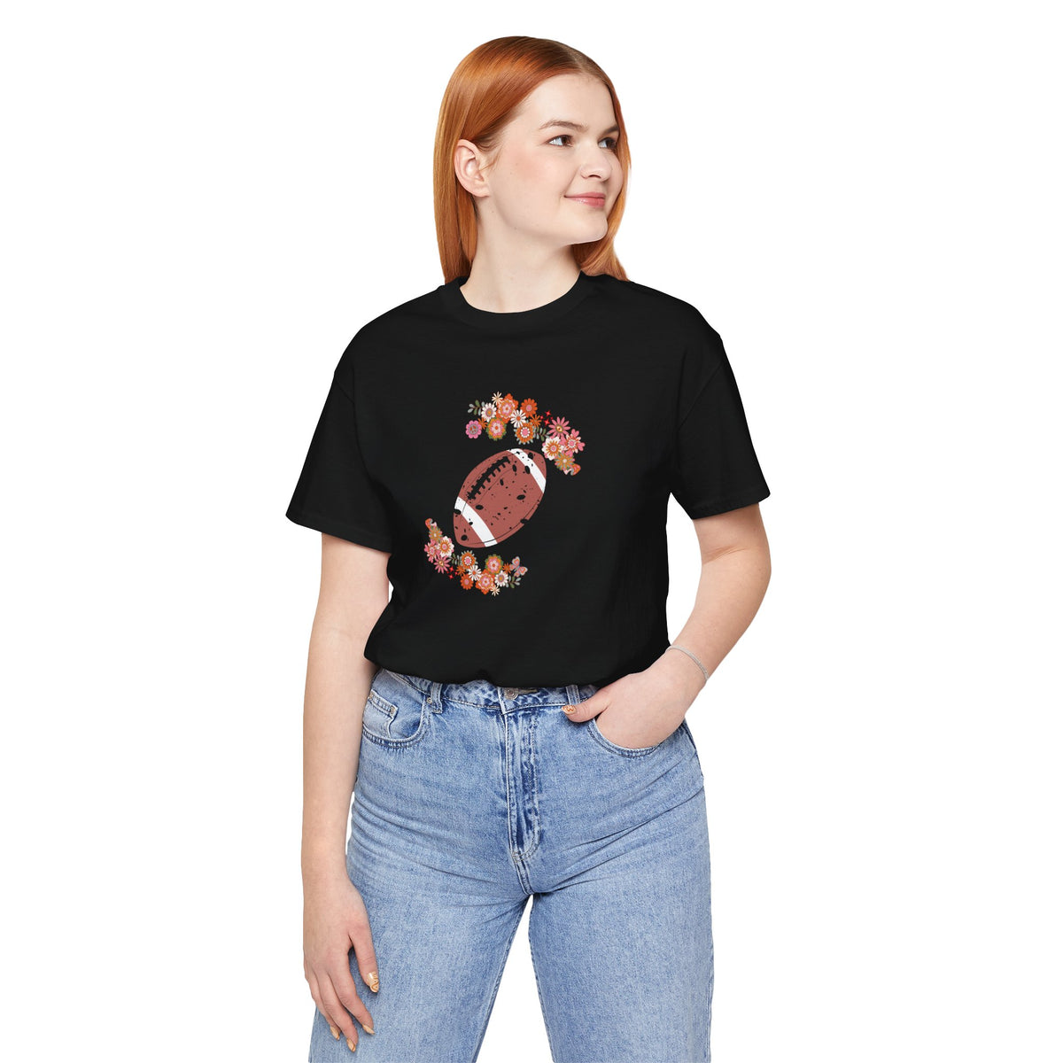 Vintage Floral Football Graphic Tee | 60s Hippie Style