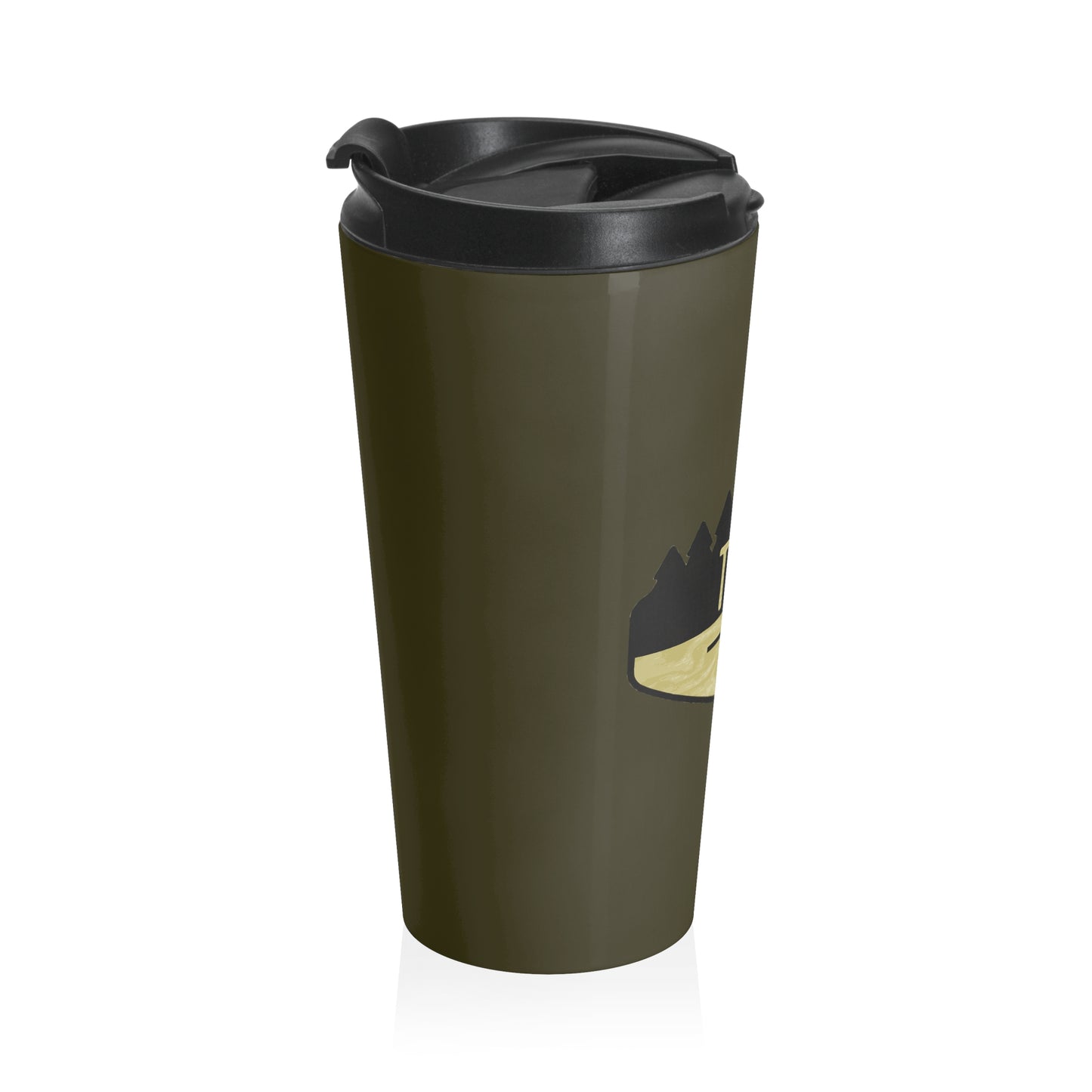 Wooden Hiking Trail Sign Stainless Steel Travel Mug in Earth