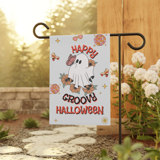 Happy Groovy Halloween Ghost Garden & House Banner