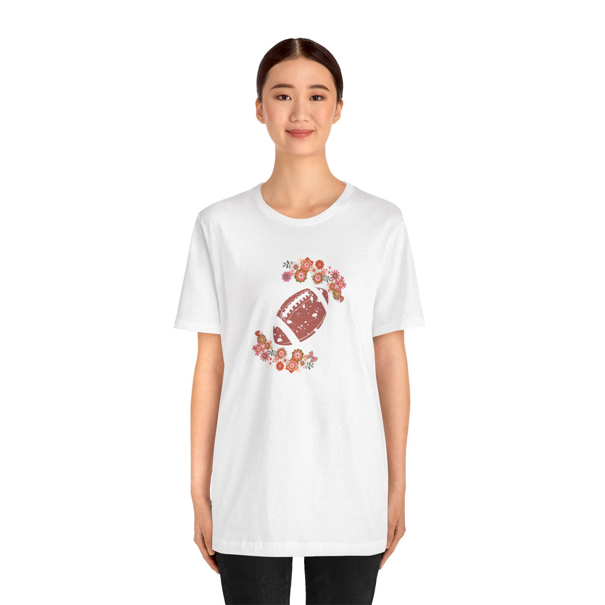 Vintage Floral Football Graphic Tee | 60s Hippie Style