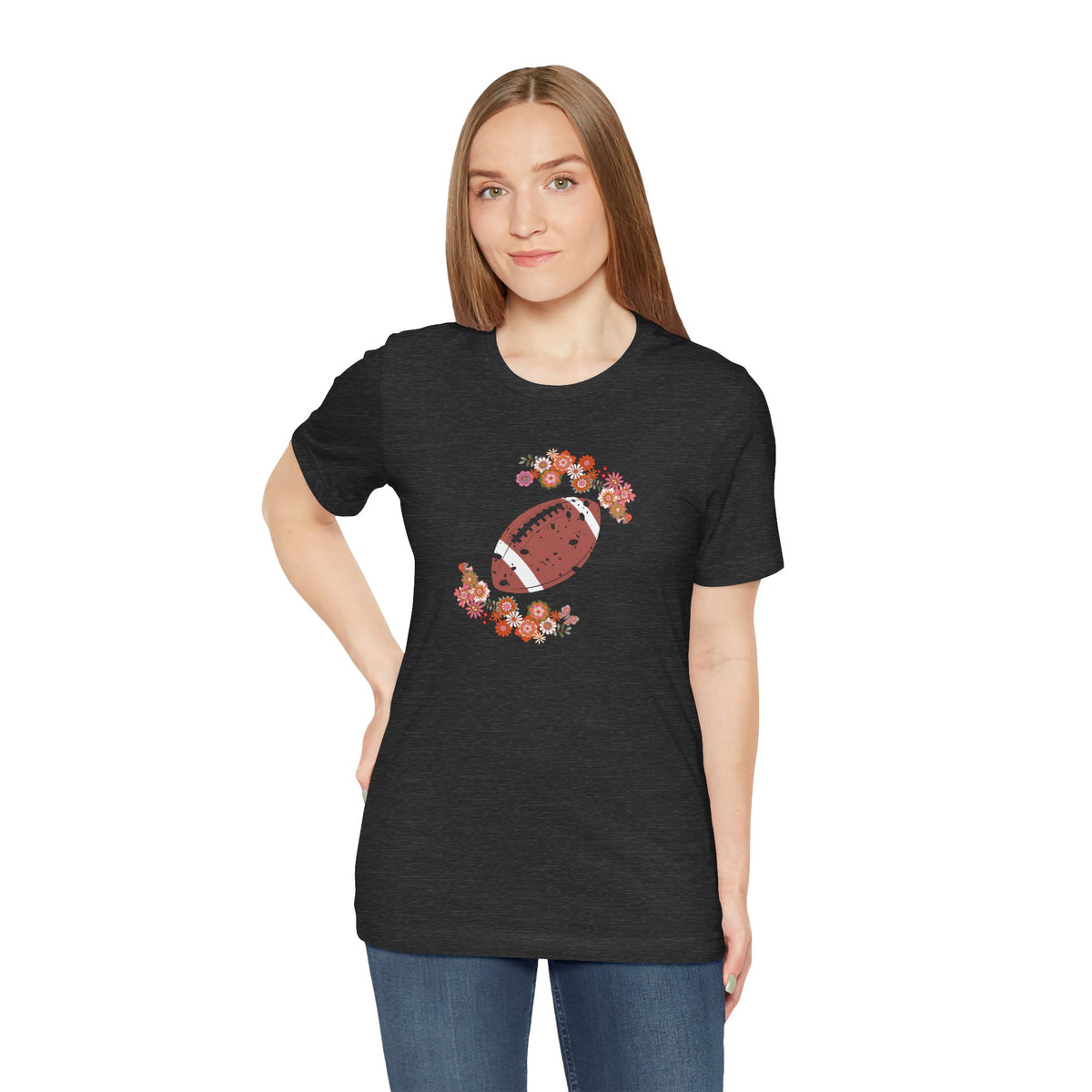 Vintage Floral Football Graphic Tee | 60s Hippie Style