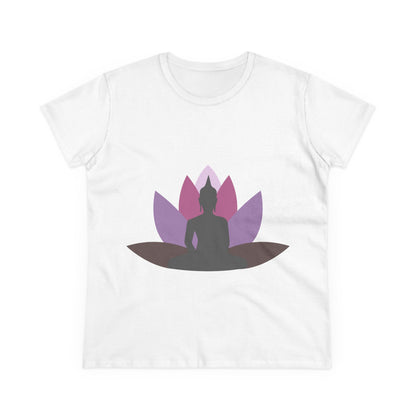 Buddha + Lotus Flower Mauve Women's Midweight Cotton Tee