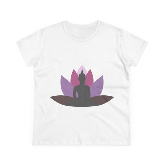 Buddha + Lotus Flower Mauve Women's Midweight Cotton Tee