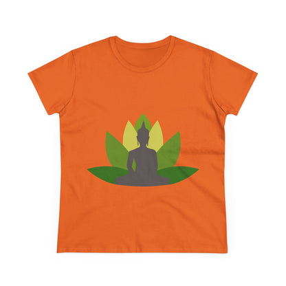 Buddha + Lotus Flower Verde Women's Midweight Cotton Tee