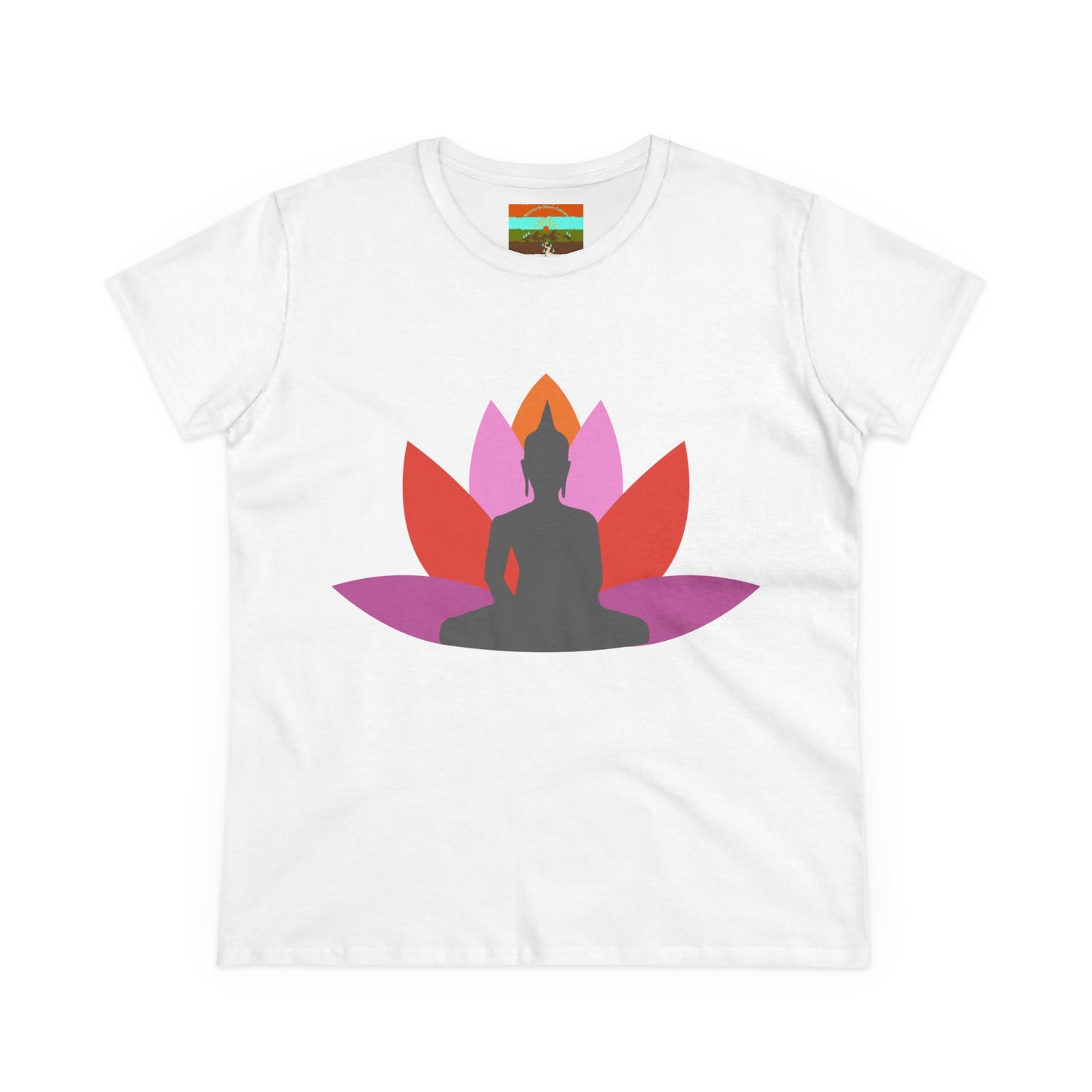 Buddha Lotus Women's Cotton Tee | Tropical | Mindfulness & Yoga Apparel