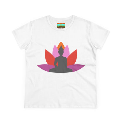 Buddha Lotus Women's Cotton Tee | Tropical | Mindfulness & Yoga Apparel