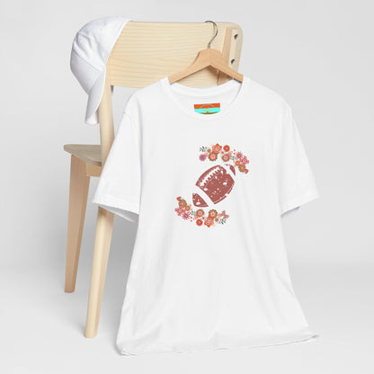 Vintage Floral Football Graphic Tee | 60s Hippie Style