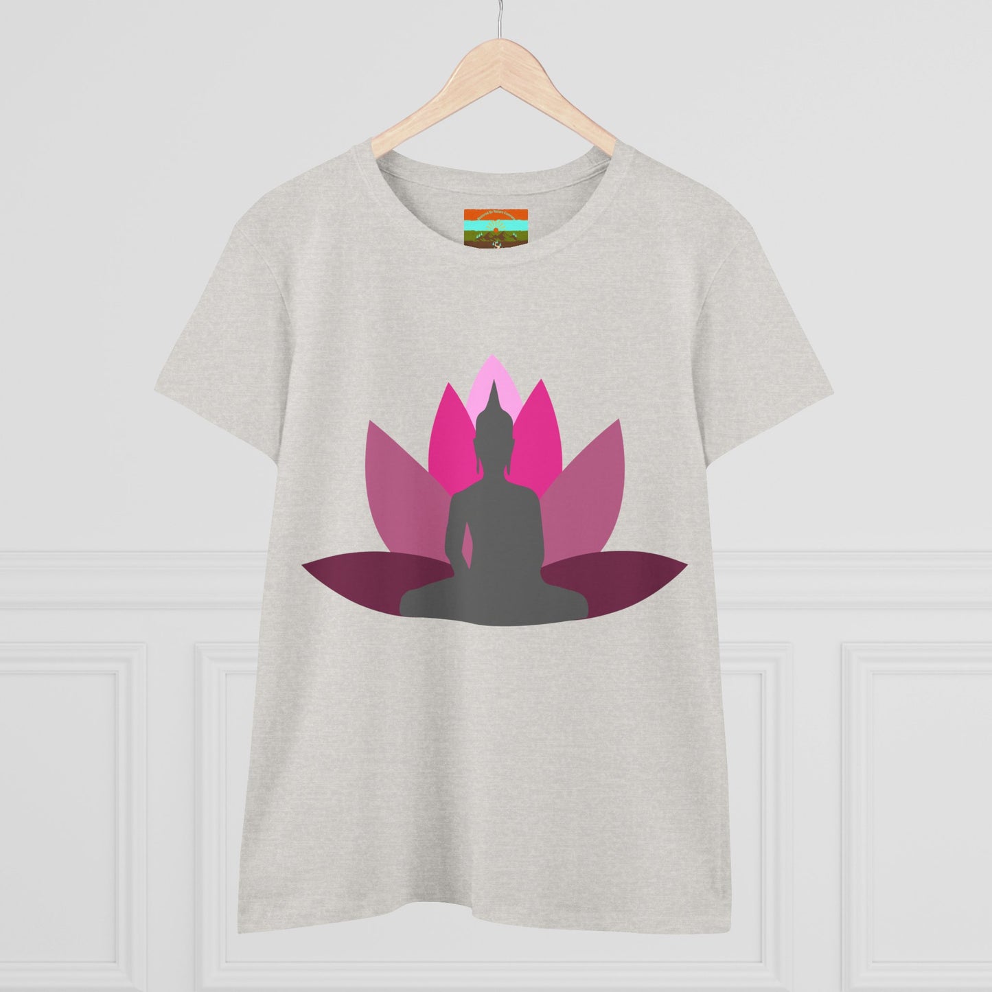 Buddha Lotus Women's Cotton Tee | Cerise | Mindfulness & Yoga Apparel