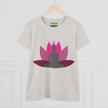 Buddha Lotus Women's Cotton Tee | Cerise | Mindfulness & Yoga Apparel