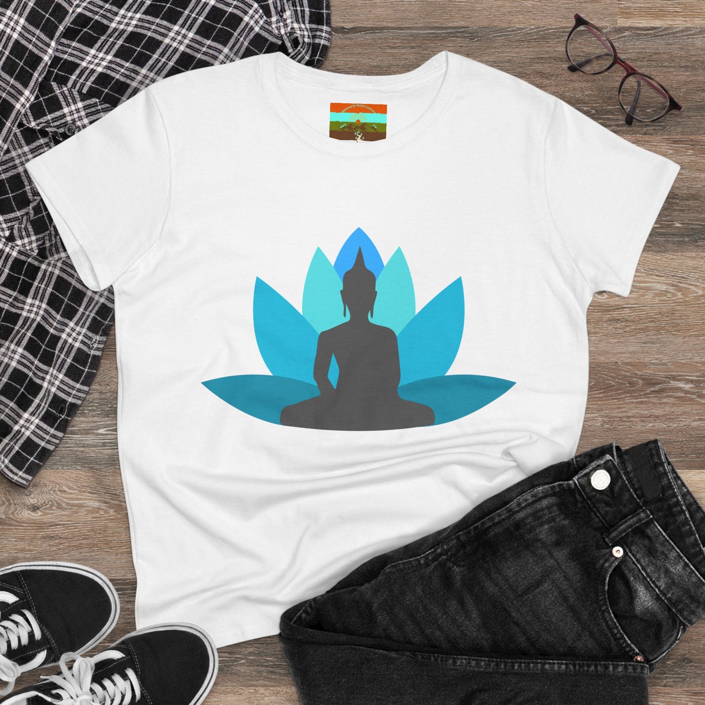 Buddha Lotus Women's Cotton Tee | Tranquil | Mindfulness & Yoga Apparel