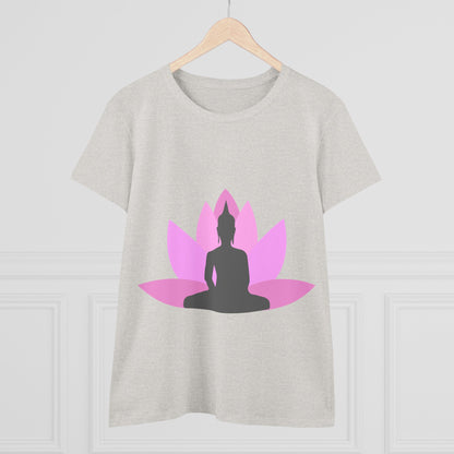 Buddha + Lotus Flower Bubblegum Women's Midweight Cotton Tee