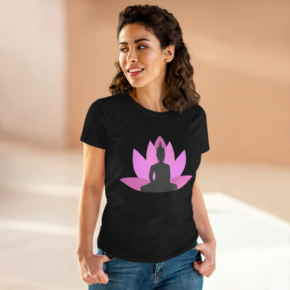 Buddha Lotus Women's Cotton Tee | Bubblegum | Mindfulness & Yoga Apparel