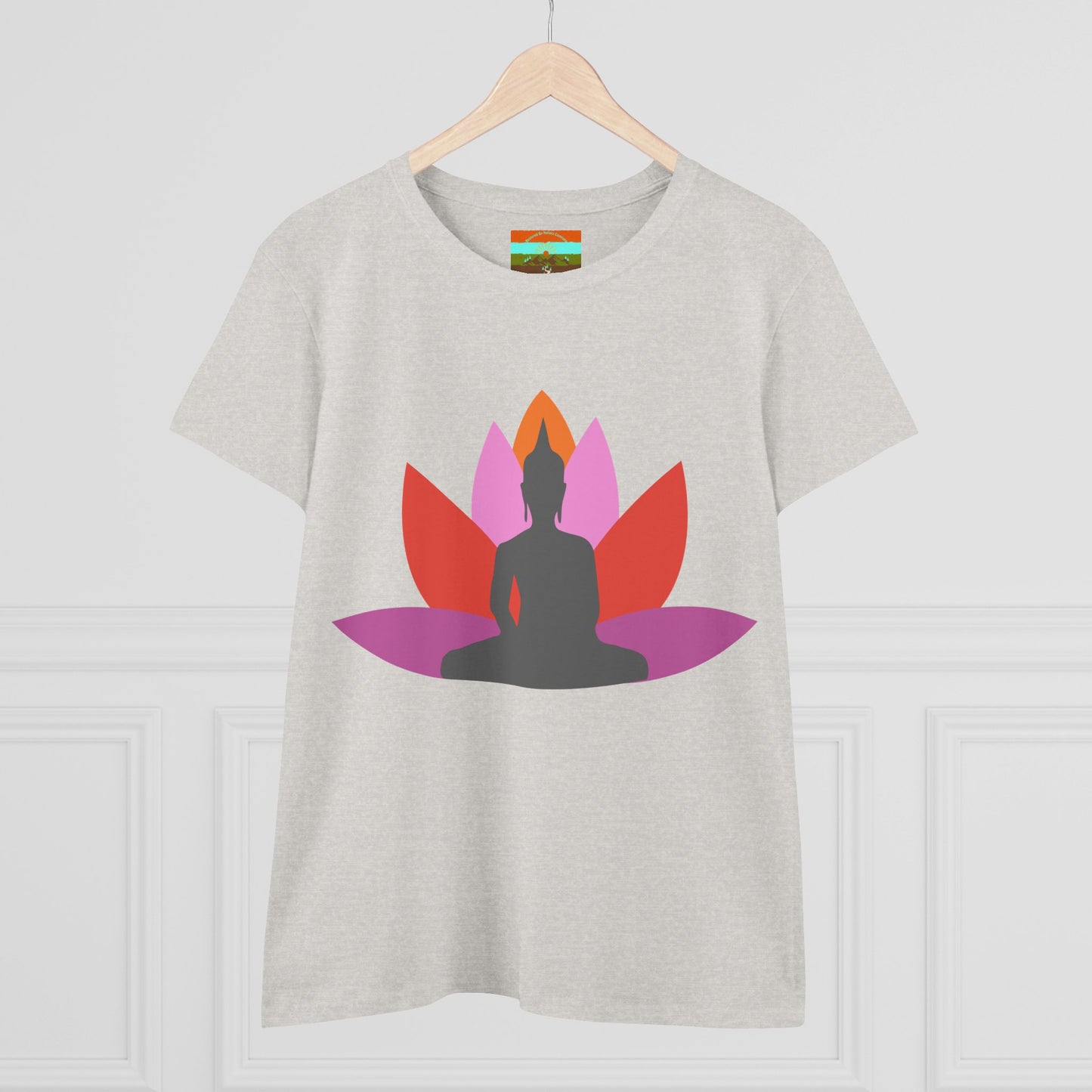 Buddha Lotus Women's Cotton Tee | Tropical | Mindfulness & Yoga Apparel