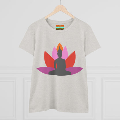 Buddha Lotus Women's Cotton Tee | Tropical | Mindfulness & Yoga Apparel