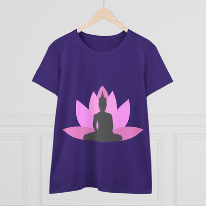 Buddha + Lotus Flower Bubblegum Women's Midweight Cotton Tee