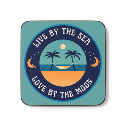 Live By The Sea Love By The Moon Coaster in Teal Fog