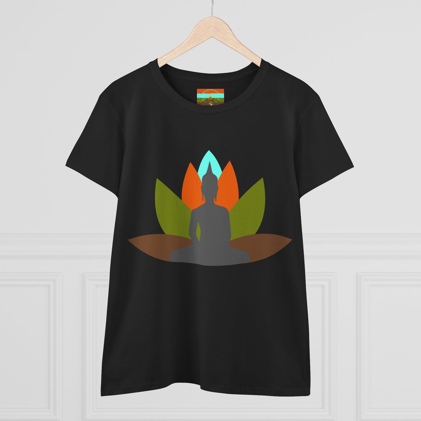 Buddha Lotus Women's Cotton Tee | Earth | Mindfulness & Yoga Apparel