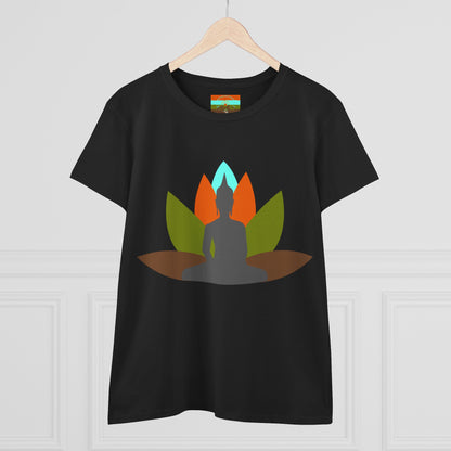 Buddha Lotus Women's Cotton Tee | Earth | Mindfulness & Yoga Apparel