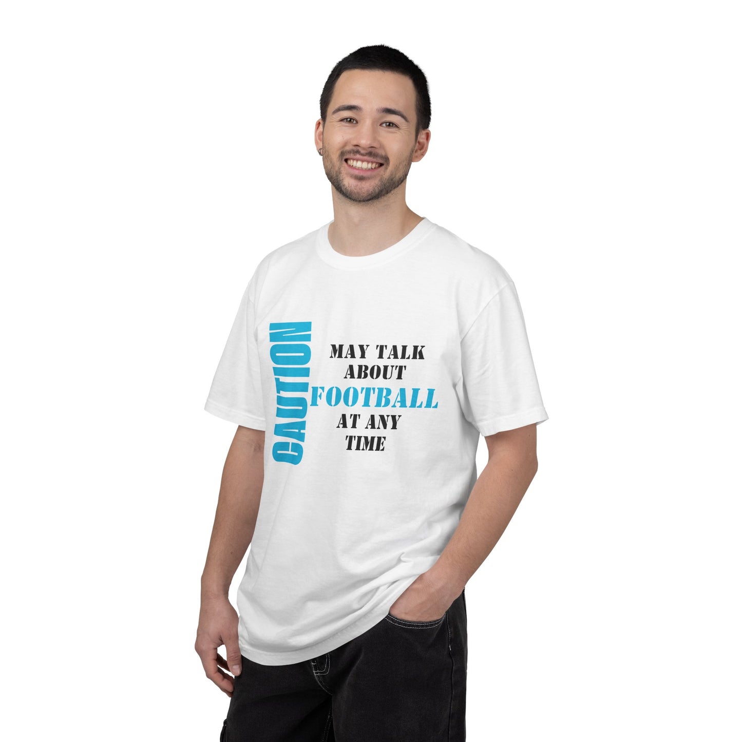 CAUTION: May Talk About Football Graphic Tee | Unisex Garment-Dyed T-Shirt