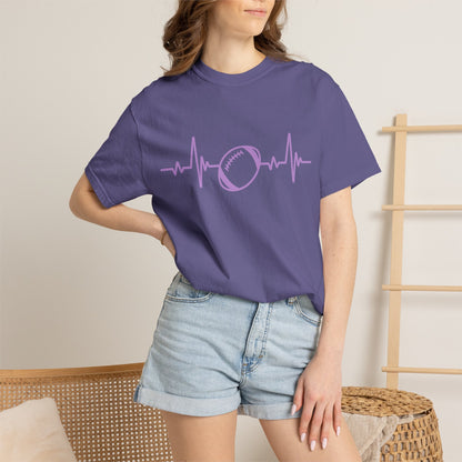 Football Heartbeat Graphic Tee | Soft Cotton T-Shirt for Football Fans