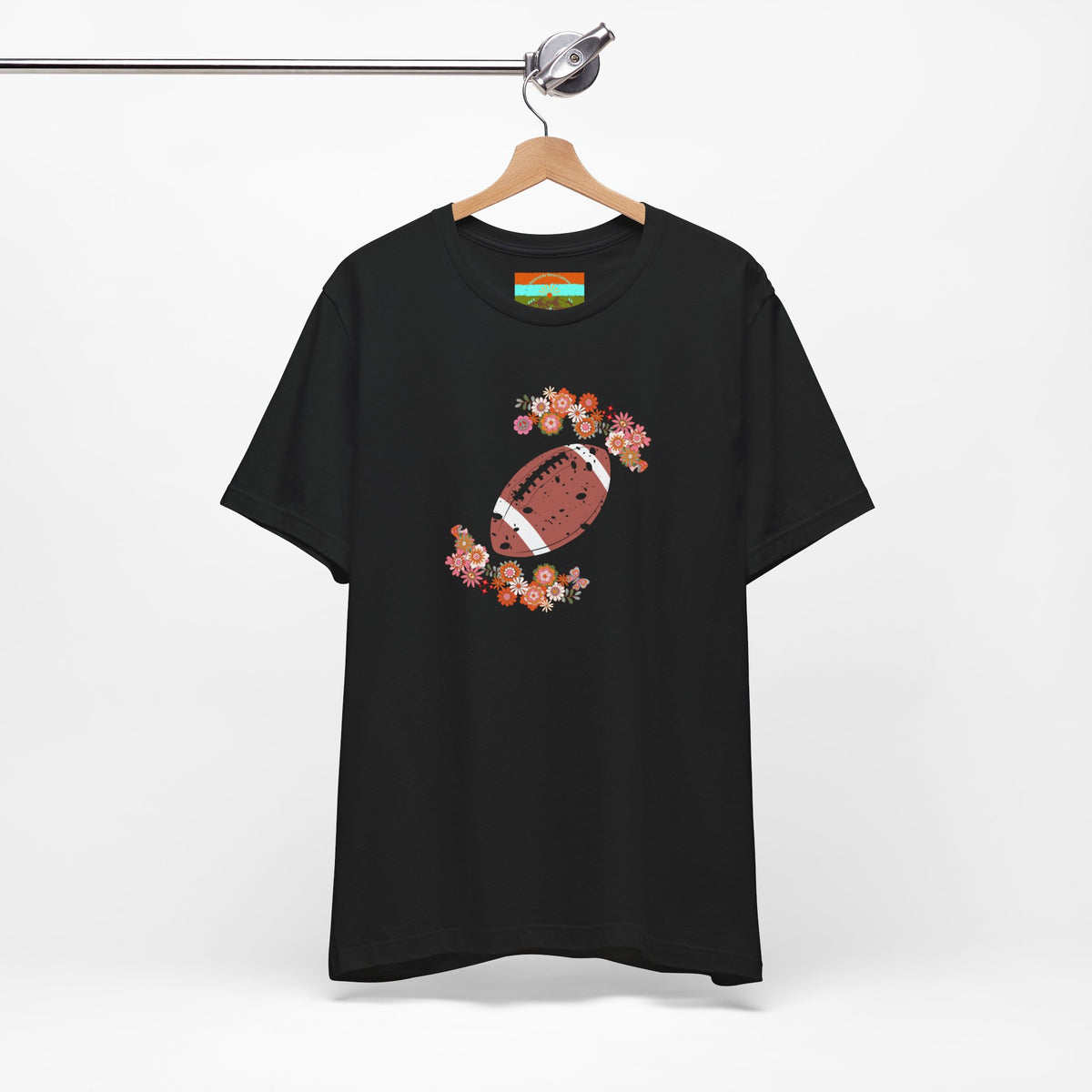 Vintage Floral Football Graphic Tee | 60s Hippie Style