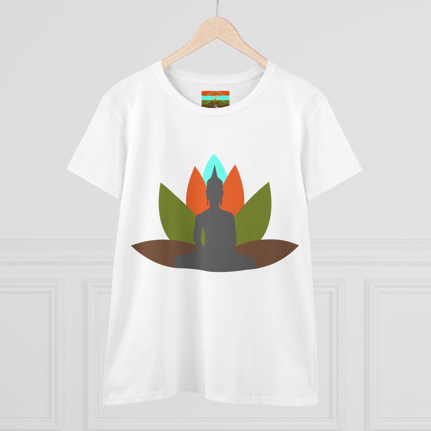 Buddha Lotus Women's Cotton Tee | Earth | Mindfulness & Yoga Apparel