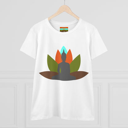 Buddha Lotus Women's Cotton Tee | Earth | Mindfulness & Yoga Apparel