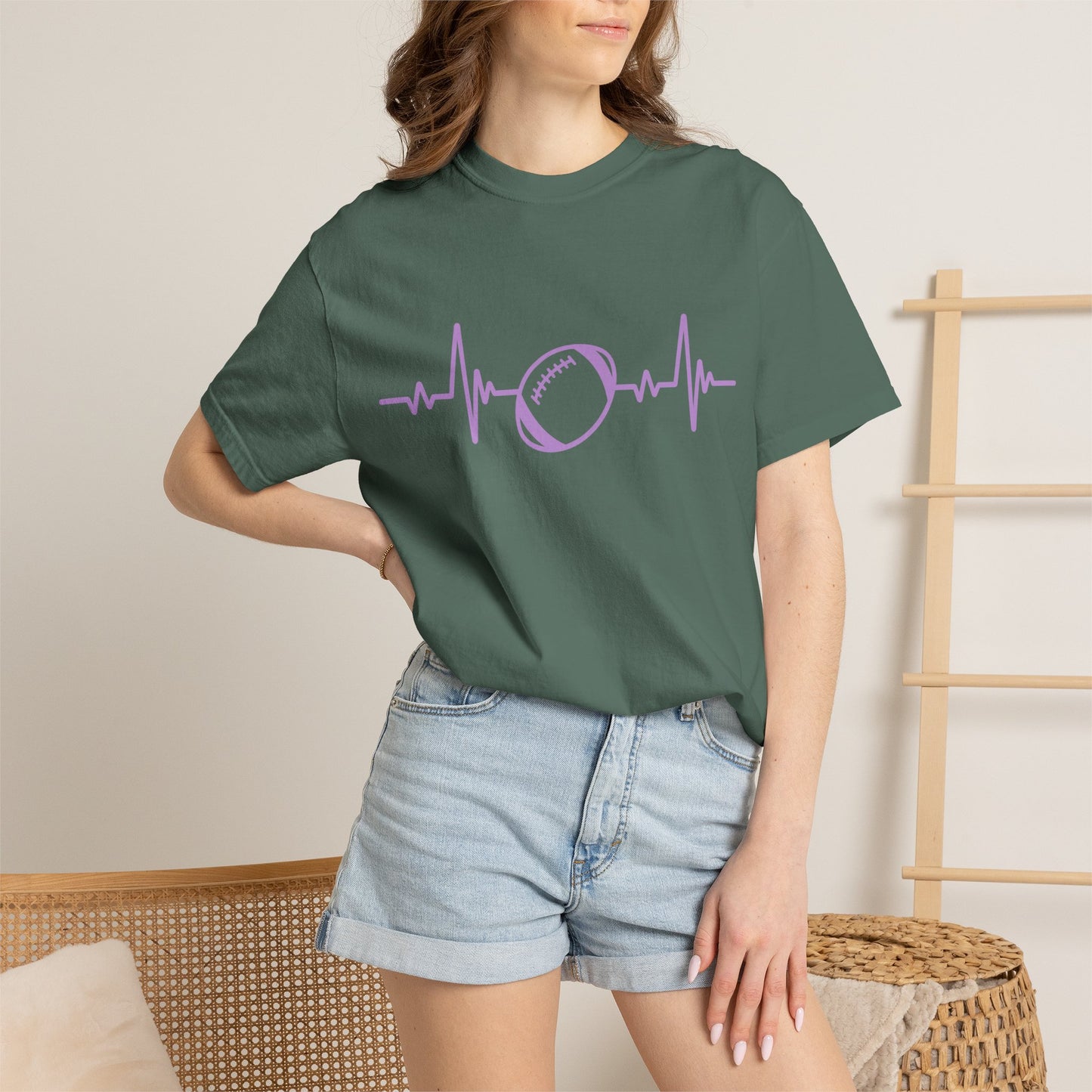 Football Heartbeat Graphic Tee | Soft Cotton T-Shirt for Football Fans