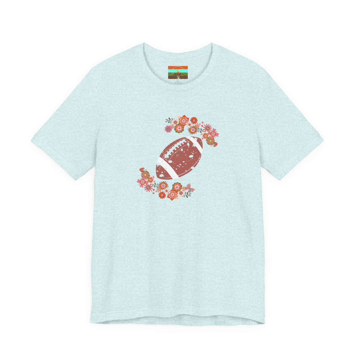 Vintage Floral Football Graphic Tee | 60s Hippie Style