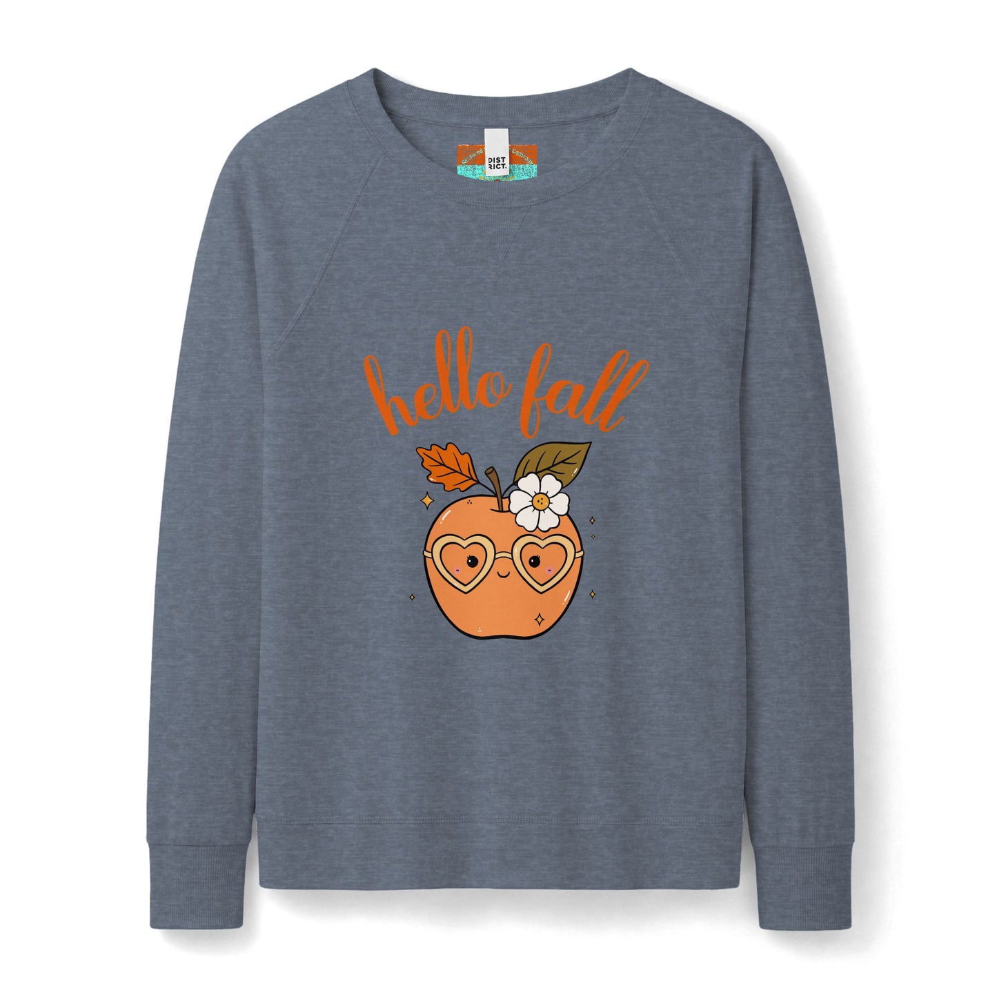 Hello Fall Retro Apple Sweatshirt — Women's Cozy Autumn Crewneck