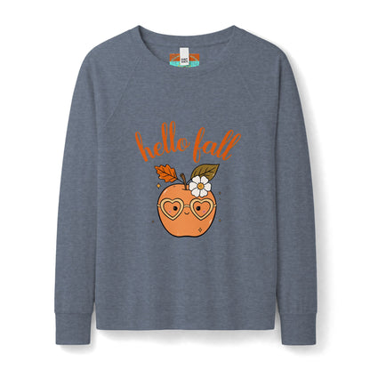 Hello Fall Retro Apple Sweatshirt — Women's Cozy Autumn Crewneck