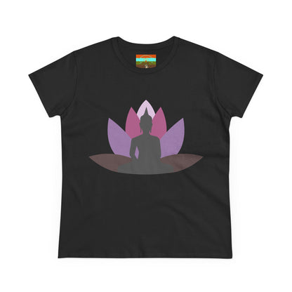 Buddha Lotus Women's Cotton Tee | Mauve | Mindfulness & Yoga Apparel