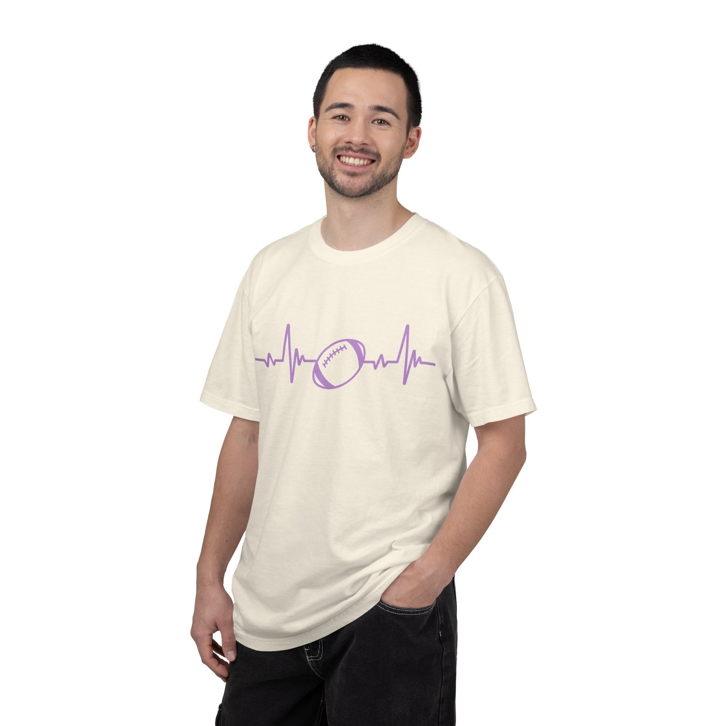 Football Heartbeat Graphic Tee | Soft Cotton T-Shirt for Football Fans