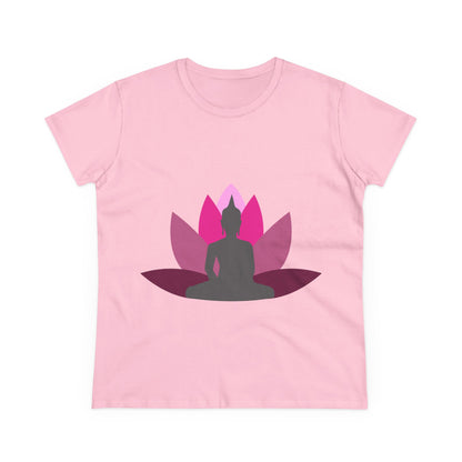 Buddha + Lotus Flower Cerise Women's Midweight Cotton Tee