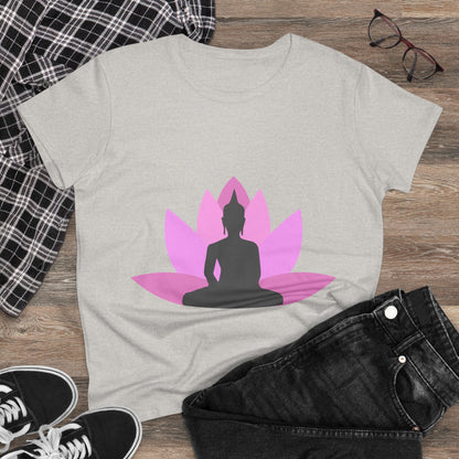 Buddha + Lotus Flower Bubblegum Women's Midweight Cotton Tee