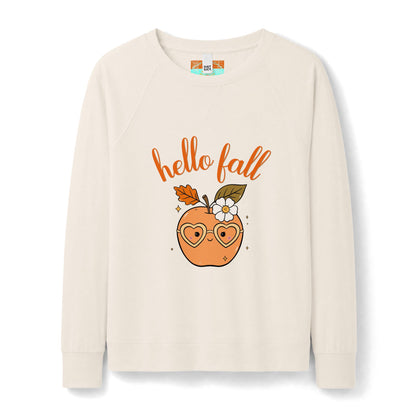 Hello Fall Retro Apple Sweatshirt — Women's Cozy Autumn Crewneck