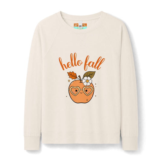 Hello Fall Retro Apple Sweatshirt — Women's Cozy Autumn Crewneck