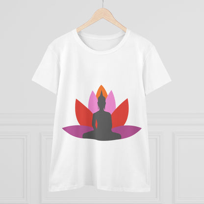Buddha + Lotus Flower Tropical Women's Midweight Cotton Tee
