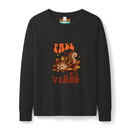 Fall Vibes Squirrel Sweatshirt — Women's Cozy Autumn Crewneck