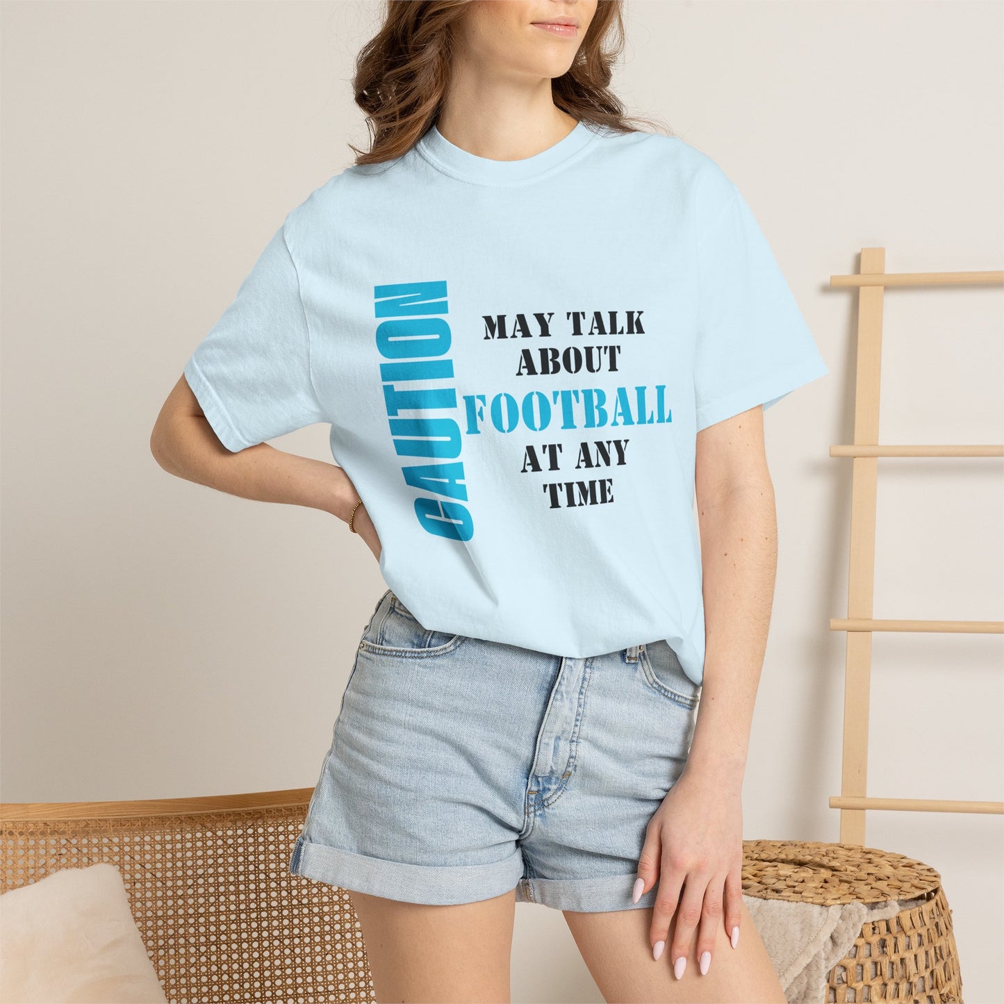 CAUTION: May Talk About Football Graphic Tee | Unisex Garment-Dyed T-Shirt