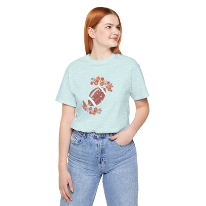 Vintage Floral Football Graphic Tee | 60s Hippie Style