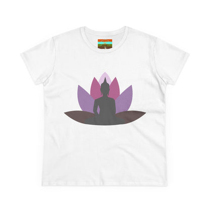 Buddha Lotus Women's Cotton Tee | Mauve | Mindfulness & Yoga Apparel