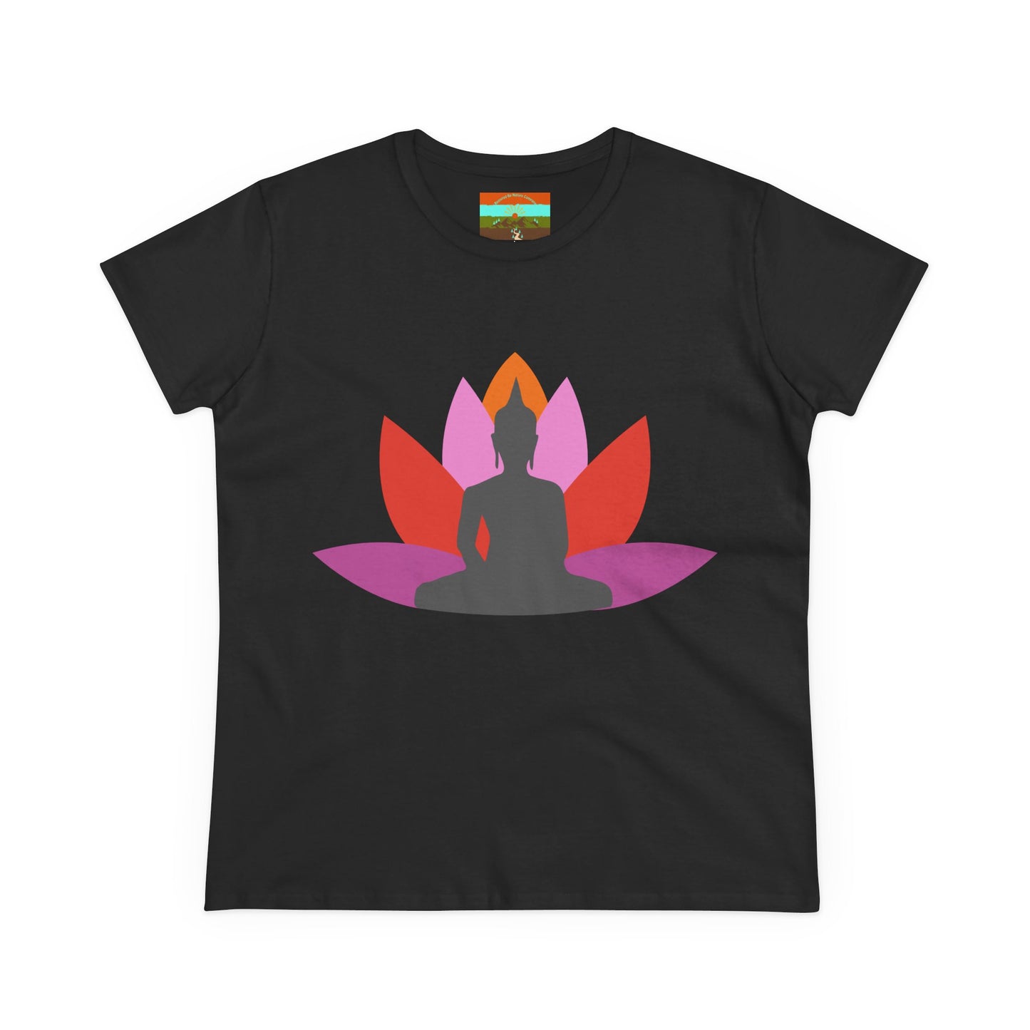 Buddha Lotus Women's Cotton Tee | Tropical | Mindfulness & Yoga Apparel